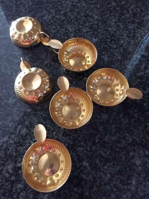 Sommelier`s Set of 6 embossed metal wine tasting cups